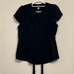 Women’s Black Tie Waist Blouse, EUC, Size Small